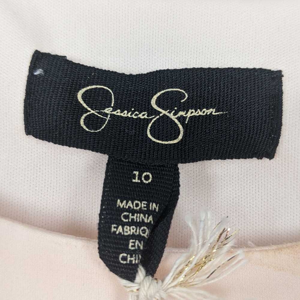 Jessica Simpson Crepe Dress Feather Hem 10 - Picture 6 of 11